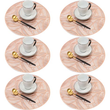 Sous-Plat Ronde - Vinyle Pressé - Découpe Foliée Métallique - 38 cm - Pour Décoration de Table - Lot de 6 (1/5)