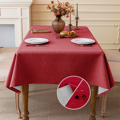 Tovaglia effetto lino, lavabile, impermeabile, per sala da pranzo, giardino, feste, matrimoni o casa, 120 x 120 cm, verde salvia (1/5)