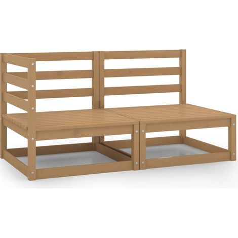 vidaXL Set Divani da Giardino 2 pz Ambra in Legno Massello di Pino