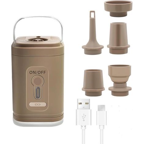 Mini pompa ad aria elettrica, pompa ad aria portatile da viaggio, pompa 2 in 1 per materassi ad aria e sacchi sottovuoto, pompa da campeggio per gonfiare e sgonfiare, piccola pompa ad aria ricaricabil (1/2)