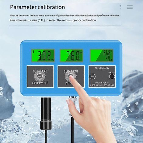 7-in-1 Wasserqualitätstester mit WLAN: pH-Wert, ORP, TDS, EC-Wert, Temperatur und Luftfeuchtigkeit. (1/5)