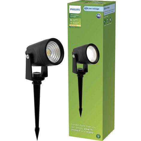 Philips Reuel Sockelleuchte mit Erdspieß (Schwarz) Warmweißes Licht - 1 Stück (1/5)