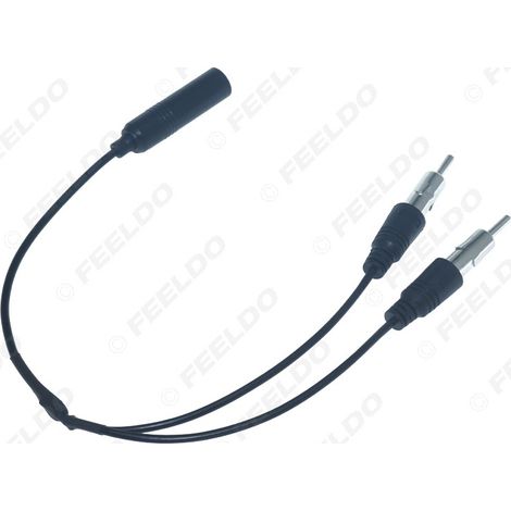 Car radio antenna extension cable, car FM radio antenna, 1 to 2 antenna adapter (2 males to 1 female) (1/5)