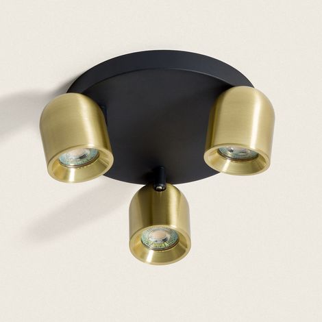 Deckenleuchte Rund Ausrichtbar Aluminium 3 Strahler Caleb Gold