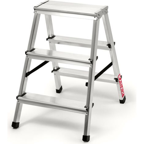 KADAX Trittleiter aus Aluminium 3 Stufen, Klapptritt bis 125kg