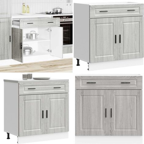 Mueble bajo de cocina porto gris sonoma madera reconstituida - Almacenamiento bajo cocina - Muebles de cocina