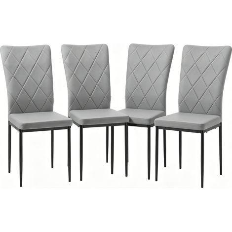 Set di 4 sedie da pranzo in velluto grigio scuro con struttura in metallo (1/5)
