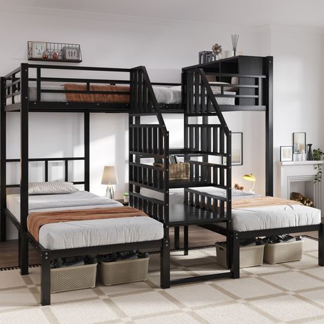 Letto a castello contenitore tre posti in metallo OKMYHOME (1/5)