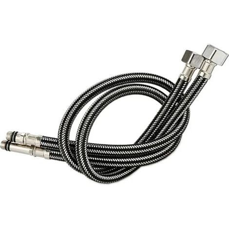 Tuyau d'arrivée d'eau pour robinet - Fil d'acier de 60 cm, lot de 2, lot de 2 tuyaux tressés en nylon et acier inoxydable G1/2' (1/5)