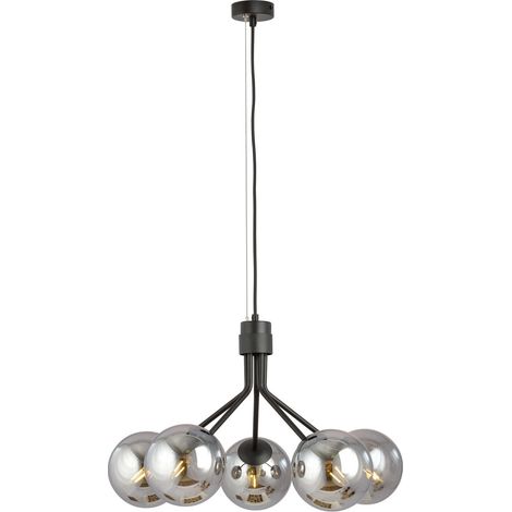 Lampadario Emibig Nova 5 luci E14 nero/argento vetro (1/5)