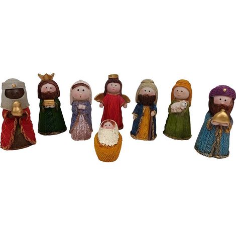 Natività 8 pz bimbi cm 12 di Natale moderna da decorazioni presepe natalizio addobbi per casa Presepe Natalizio con maria giuseppe gesu' Re Magi Pastore e Angelo