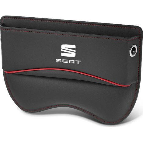(Pour noir) Boîte de rangement pour siège auto avec sangle en cuir pour SEAT Ibiza, Arona, Ateca, Cordoba, Alhambra, Mii, Tarraco, Leon, Altea, Toledo (1/5)