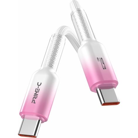 Câble de données Type C vers Type C, 1 mètre, 67 W, haute rigidité et résistance à la flexion - rose. (1/3)