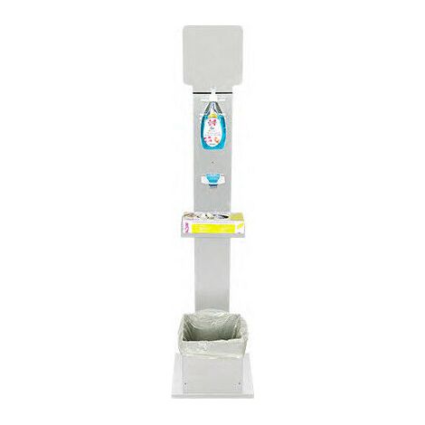 Kit Colonnina Piantana Totem Igienizzante Dispenser Gel Porta Guanti - Cestino