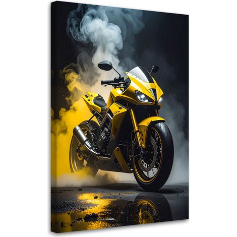 Cuadro en Lienzo, Motocicleta amarilla Motocicleta, 20x30 (1/5)