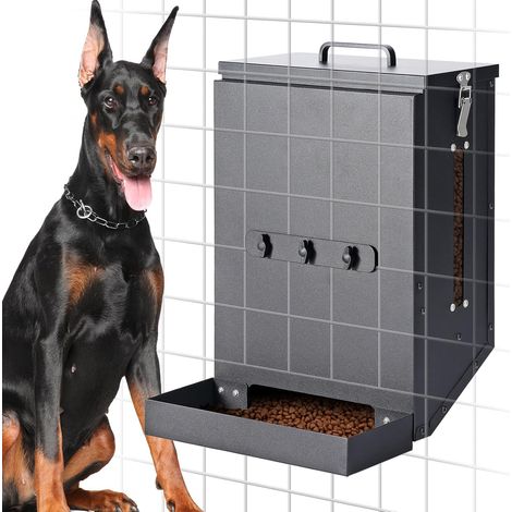 Automatic Dog Food Dispenser Galvanized Steel Hanging Pet Food Dispenser Automatic Gravity Outdoor Large Capacity 16L (1/5)
