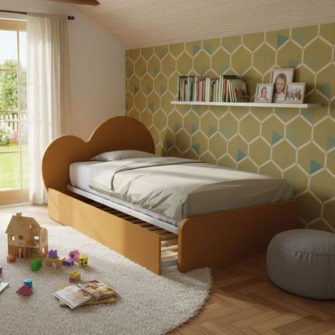 Letto a cuore 1 piazza e mezza con secondo letto estraibile - Perfetto per camerette - Zolfo