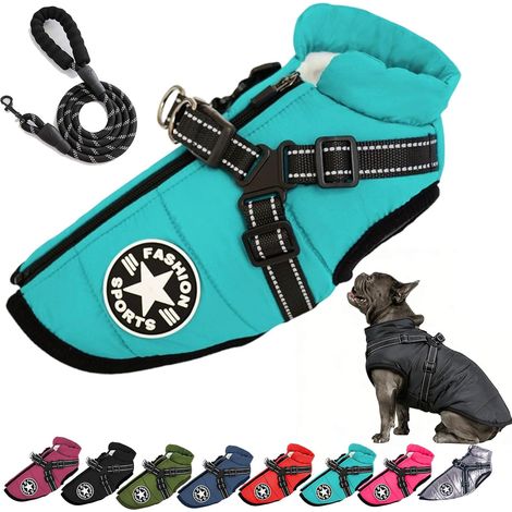 1 Manteau Chien,Imperméable,Veste,Harnais Intégré,Polyester,Bande Réfléchissante,Promenade Hiver (1/5)