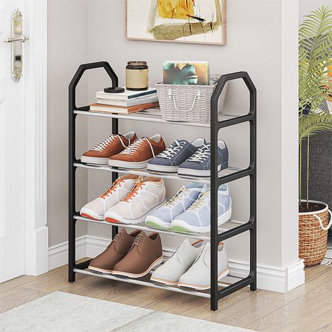 Porte-chaussures - 4 Niveaux - Tubes Acier et Polypropylène - Pour Chambre à Coucher Placard Entrée ou Chambre d'Étudiant - 1 Pièce (1/5)