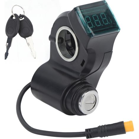 Candado de manillar de 10 pulgadas, ABS, de 3 pines, resistente al agua, para patinetes eléctricos, con indicador digital de nivel de batería y llaves de repuesto.