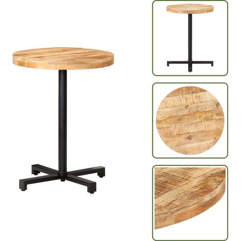 The Living Store Bistrotisch Rund Ø60x75 cm Raues Mangoholz - Holztisch - Esstisch - Bistrotisch - Outdoortisch - Gartentisch (1/5)