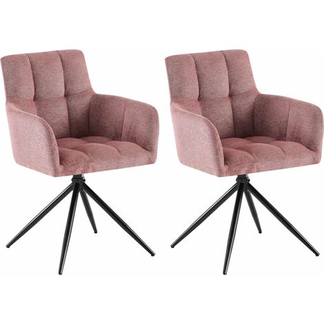 Lot de 2 chaises de salle à manger moderne et confort mécanisme de rotation à 180° en tissu rose et métal 100007692 (1/5)