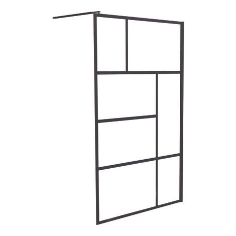 ONDEE ZEN - Paroi de douche FABRILIA - Verre trempé 8mm - Finition Noir mat - 120x200cm (1/4)