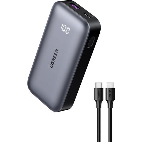 Powerbank UGREEN Slim 10 000 mAh PB502 30W USB-C + USB-A Gris