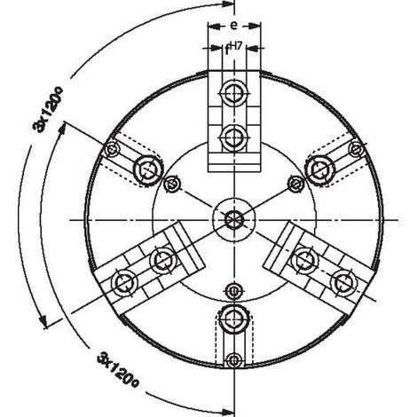 Röhm Kraftspannfutter KFD 85, 3-Backen, mit Kreuzversatz, Zylindrische Zentrieraufnahme - 123110 (1/5)