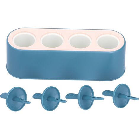 Lot de 4 moules à glace en silicone, bleu et rose, outil DIY pour desserts glacés, adapté aux enfants, moule à popsicle artisanal pour cuisine. (1/5)