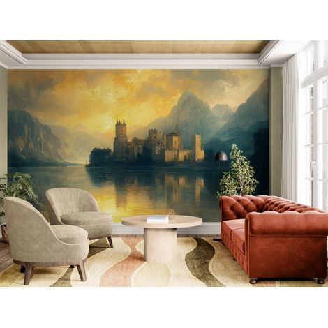 Papier peint Paysage – Château doré au coucher du soleil - 150 x 250 cm (1/2)