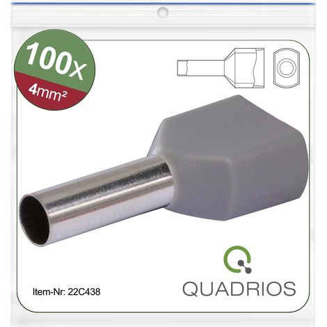 Quadrios 22C438 Embout double d'extrémité de câble 4 mm² partiellement isolé gris 1 set X572362 (1/5)