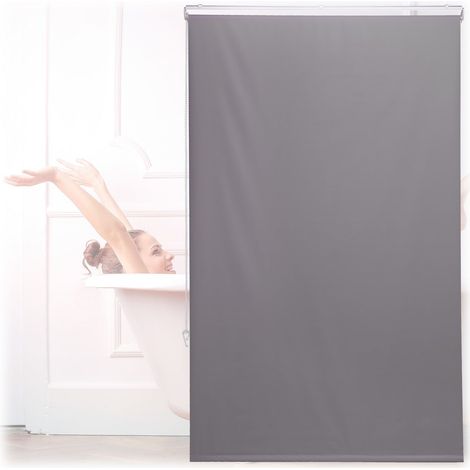 Persiana enrollable para baño, repelente al agua, gris, ahorra espacio