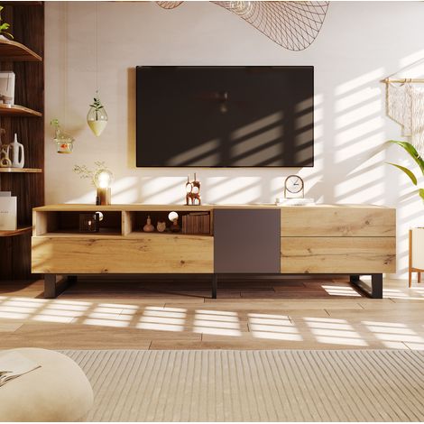 Mobile TV Moderno Colorblocking, Effetto Legno, 180 cm (1/5)