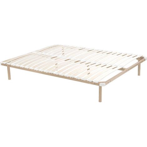 Sommier cadre à lattes 180 x 200 cm - 2x19 lattes - Avec pied - Beige - KALISTA de YSMÉE