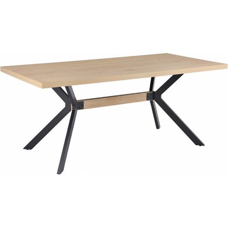 Table de repas L. 180 cm décor chêne et pieds en métal noir - LIGNA (1/5)