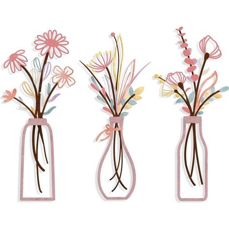 Ensemble de 3 fleurs murales en métal, décoration rustique style ferme, art mural en métal, fleurs noires minimalistes, décoration murale à thème naturel pour la maison, chambre (1/5)