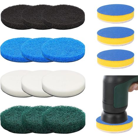 15 Pièces Tampon de Nettoyage Brosse de Nettoyage électrique Compatible Bosch Home/Garden 6033 Brosse Nettoyage Universelle (3 Pad Haute Performanc, 6 Pad Cuisine, 3 Pad Microfibre, 3 Pad Mousse) (1/5)