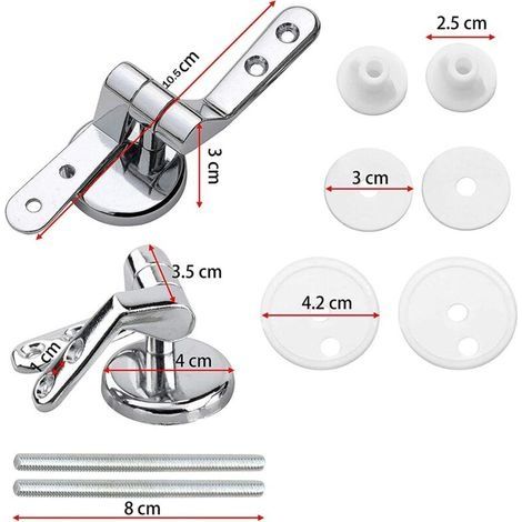 WC-Sitzscharnier, 2er-Set Ersatz-WC-Sitzscharniere mit Befestigungsmaterial aus Zinklegierung - Versailles (1/4)