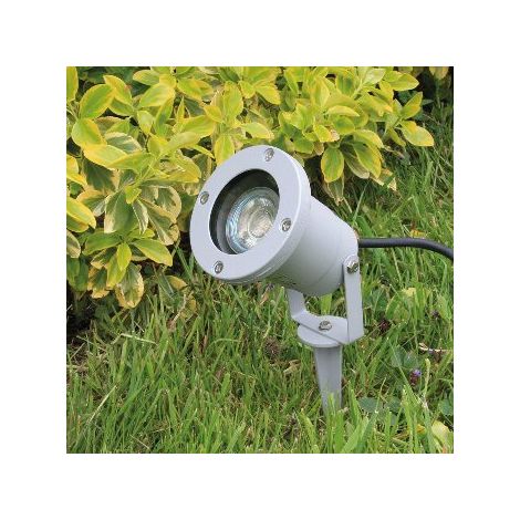 Aussen-Strahler mit Erdspieß IP65, 1,5m Kabel, GU10, Silber/Grau (1/5)