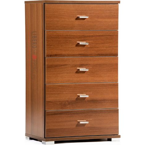 Cassettiera 5 cassetti in legno 53x91h cm Noce