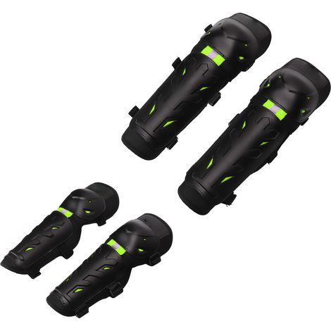 Ensemble de 4 genouillères et coudières lumineuses pour la nuit, idéal pour le cyclisme tout-terrain en extérieur (vert). (1/5)