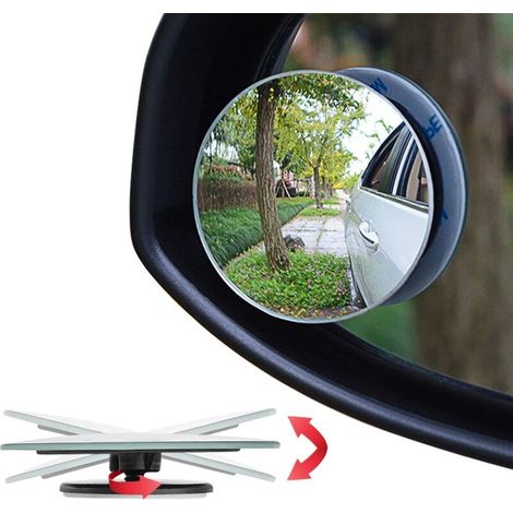 2" Round Blind Spot Mirror, Adjustable Wide Angle Convex HD Glass Lens for Car SUV, Universal Mount, Pack of 4