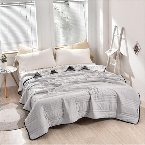 Couverture ultra rafraîchissante pour lits jumeaux et doubles, ultra douce et lavable, pour adultes et enfants - 180 x 220 cm - Grise (1/4)