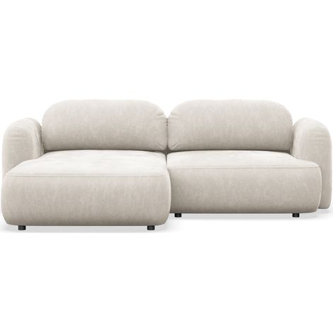 Selsey Tvoya – Ecksofa mit Schlaffunktion, Ottomane links, Creme-Chenille