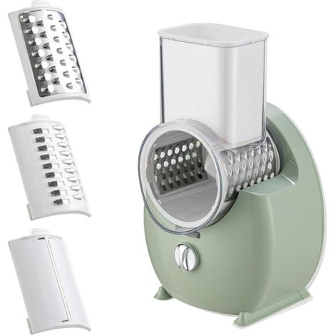 Coupe-légumes rotatif électrique 3 en 1 - Râpe déchiqueteuse automatique, spiraliseur et trancheuse à légumes