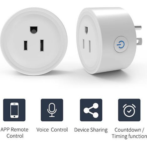 Enchufe inteligente: enchufe de conexión directa Wi-Fi de 10 A con control por voz y control remoto. Enchufe compatible con medición inteligente, carcasa robusta de ABS para uso doméstico. (1/5)
