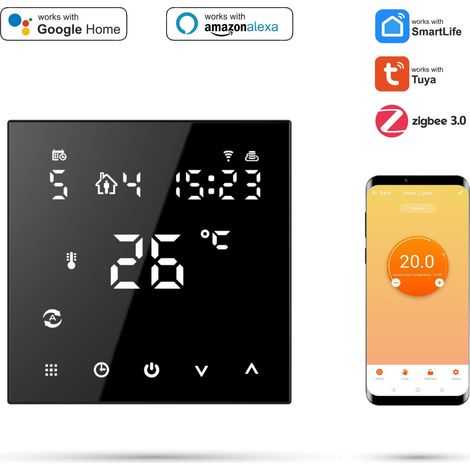 Termostato ambiente Zigbee TUYA 3A Nero PRO2 (1/5)
