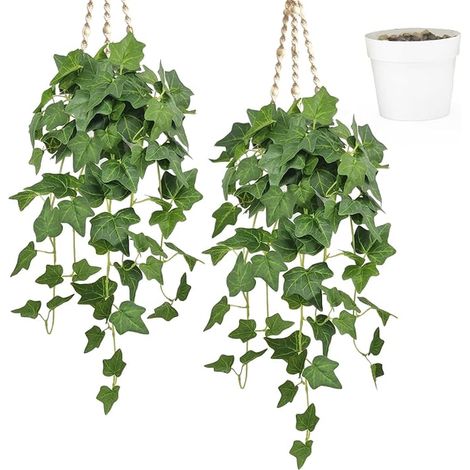 plantes de lierre artificielles à suspendre en pot avec pot - Plante artificielle Ivy à suspendre - Plante artificielle à suspendre comme de vraies plantes pour mur, étagère, balcon (1/5)