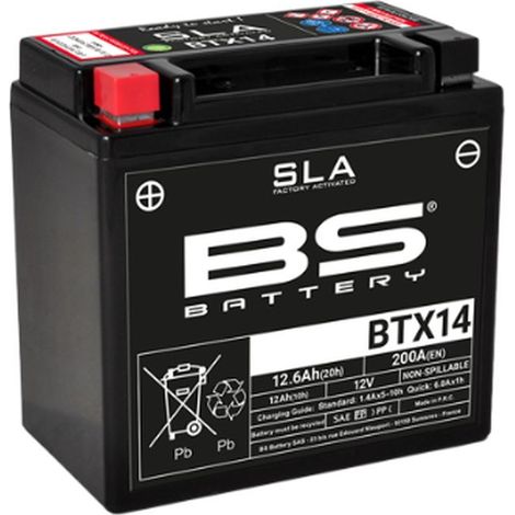 BATERÍA BS BTX14 (FA) (YTX14-BS) 12V 12AH 150X87X145 SIN MANTENIMIENTO - INUNDADA (200A) (4)